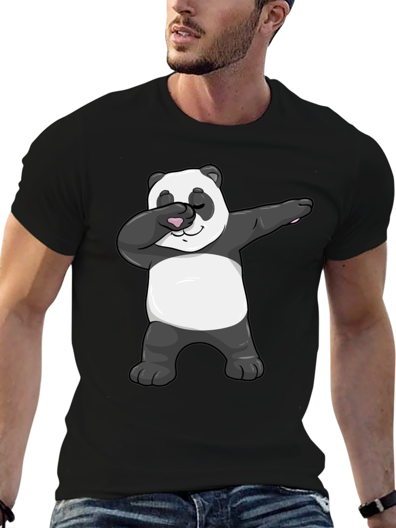 Black Dabbing Panda Graphic Tee - Men's Black T-Shirt view 6
