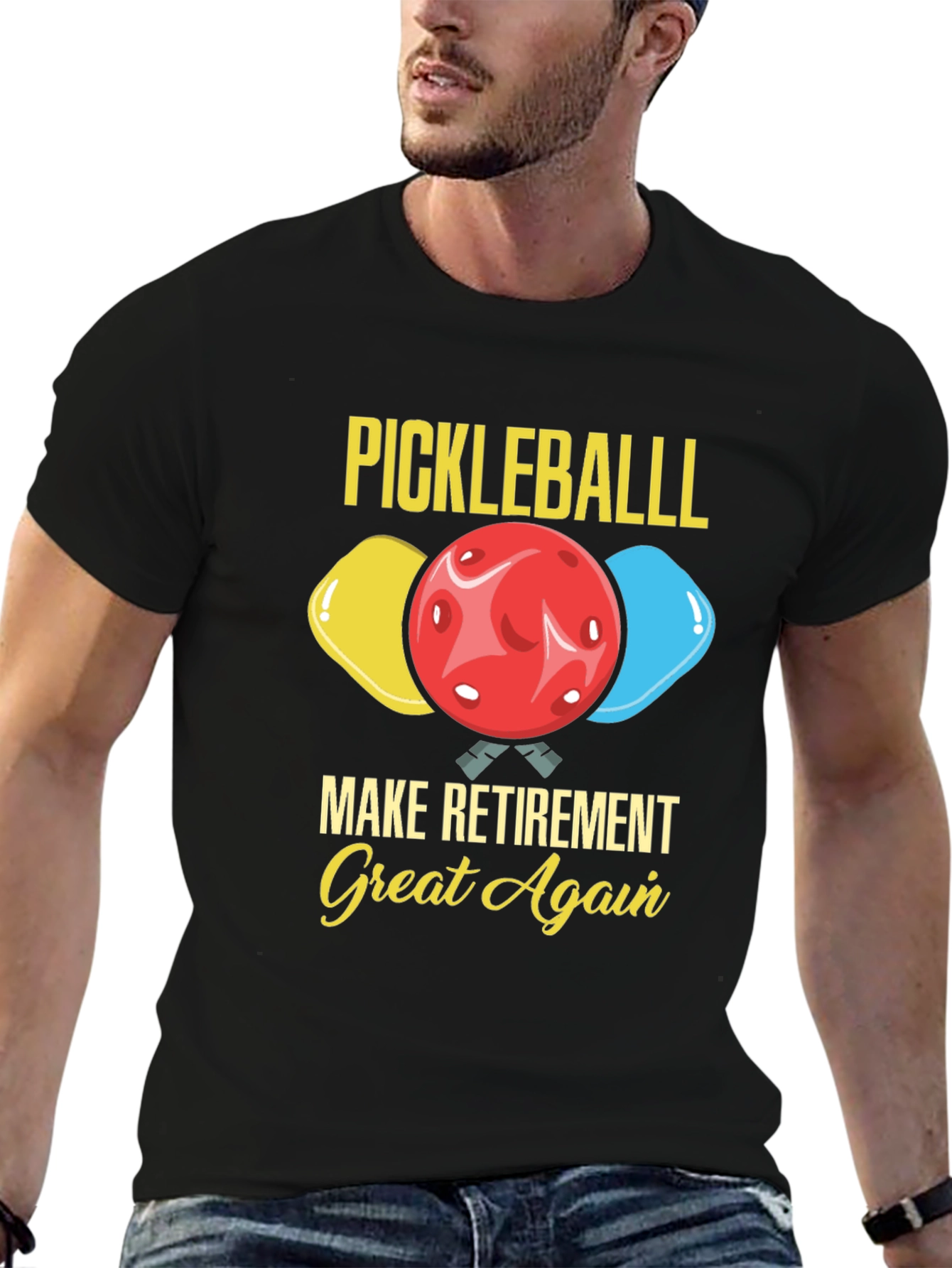 Black Pickleball Retirement T-Shirt view 6