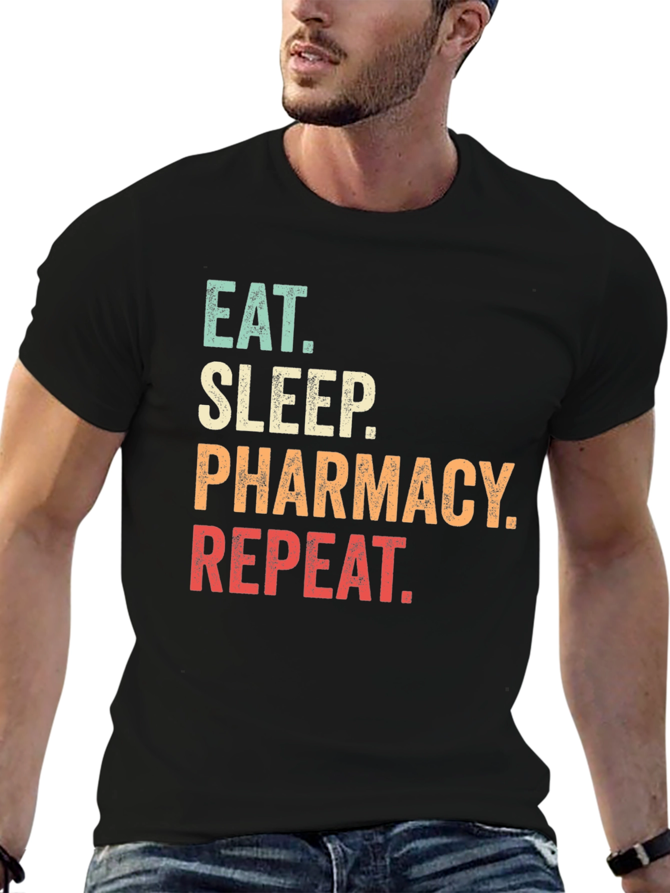 Black Eat Sleep Pharmacy Repeat T-Shirt view 6