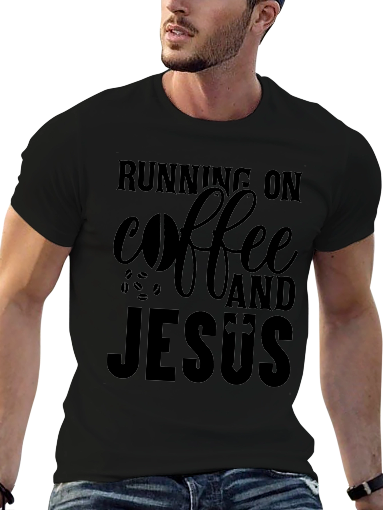 Black Running on Coffee and Jesus Graphic Tee view 6