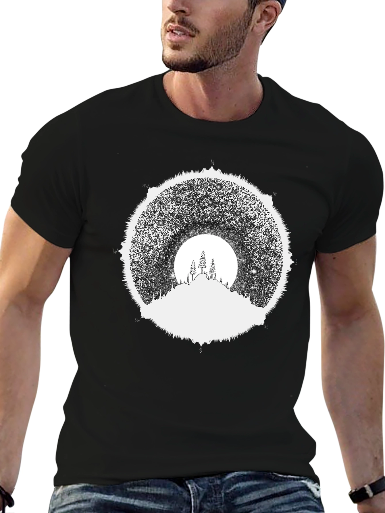 Black Stargazer Mountain Tee - Black Graphic T-Shirt view 6