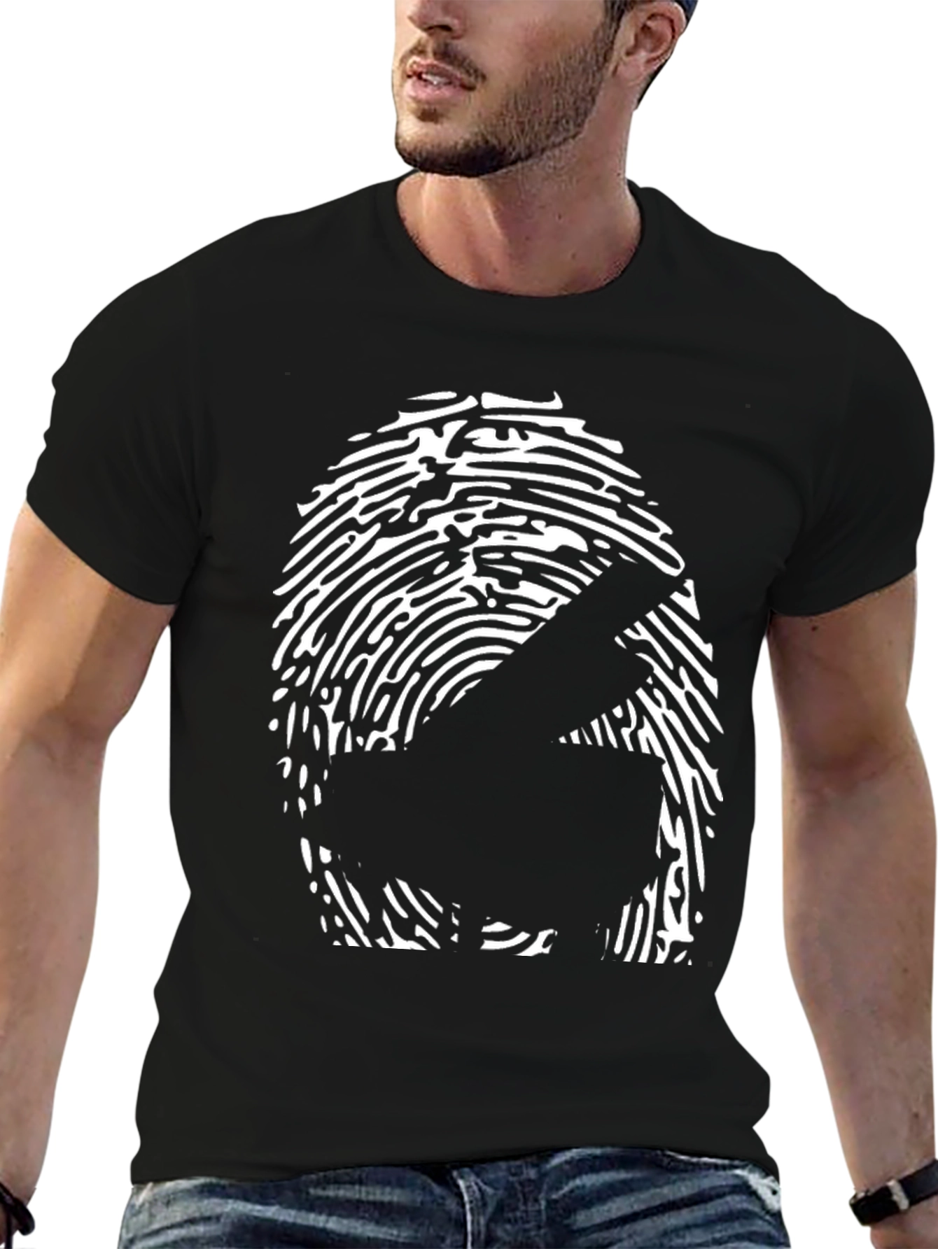 Black Piano Fingerprint Graphic Tee - Music Lover Shirt view 6