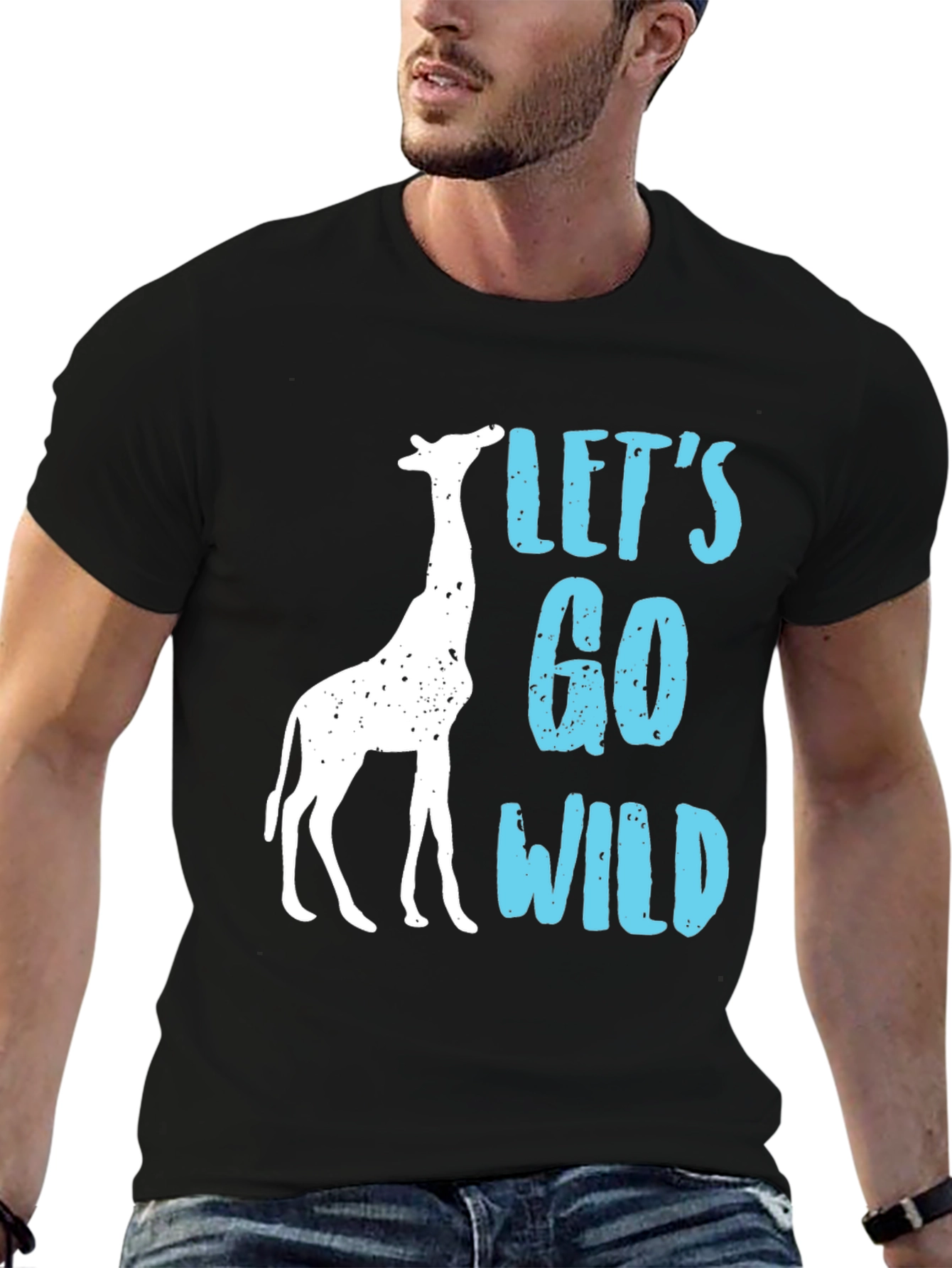Black Let's Go Wild Giraffe Graphic Tee view 6
