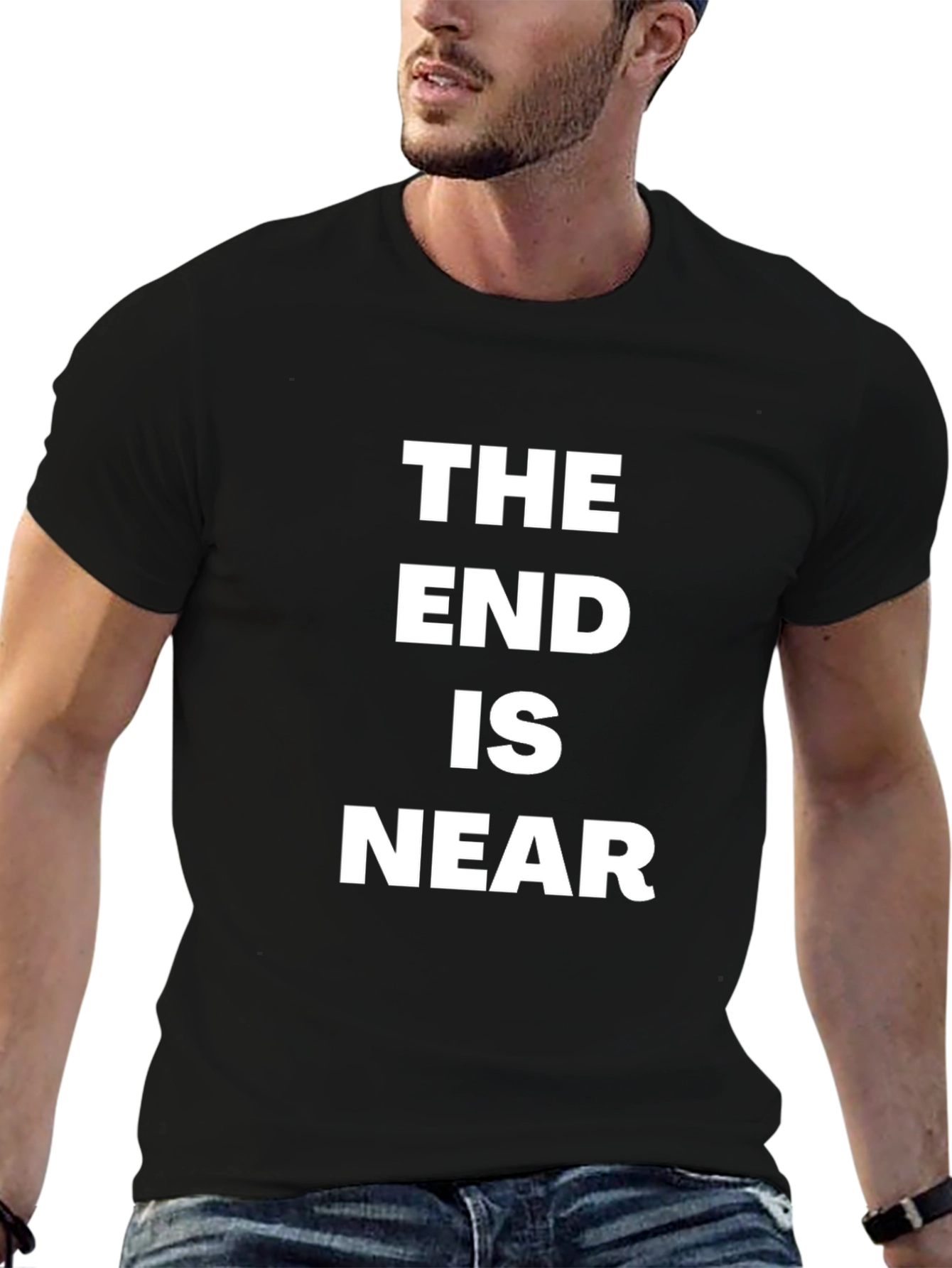 Black The End Is Near Graphic Tee - Black Cotton T-Shirt view 6