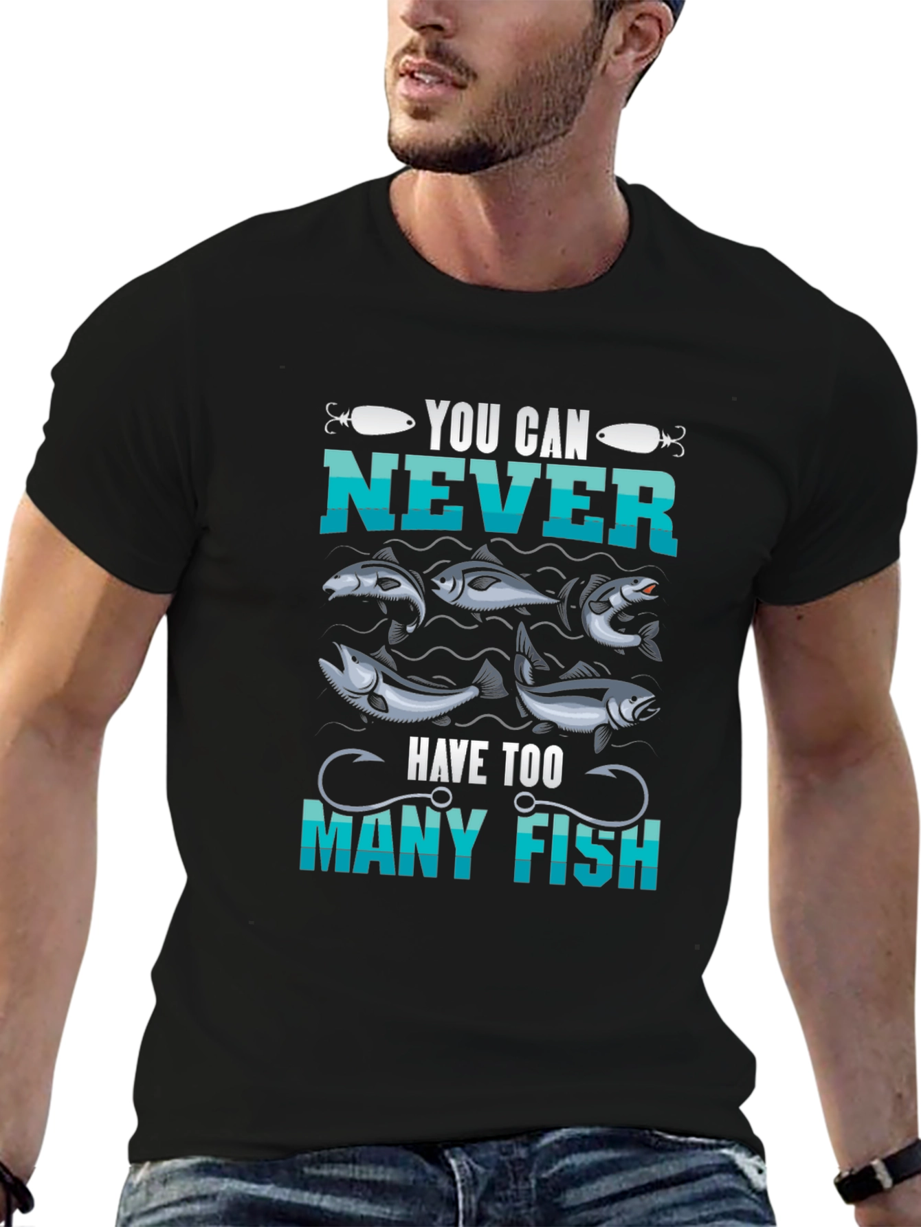 Black You Can Never Have Too Many Fish T-Shirt view 6