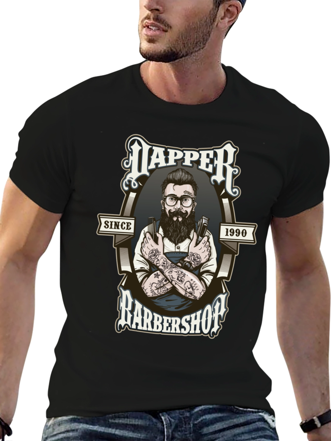 Dapper Barbershop Graphic Tee - Black - 6