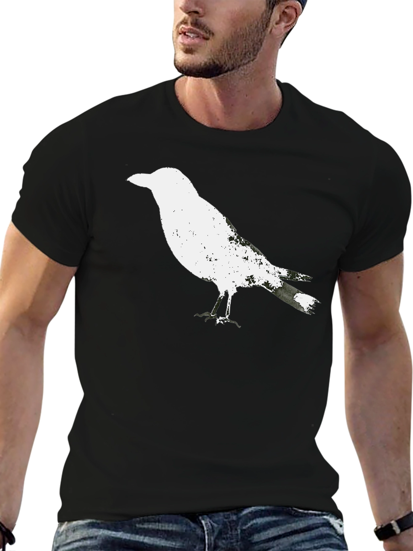 Black Raven Graphic Tee - Black Cotton T-Shirt view 6