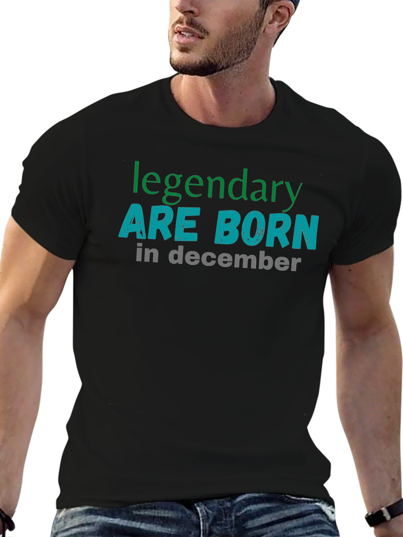Black Legendary December Birthday Black T-Shirt view 6