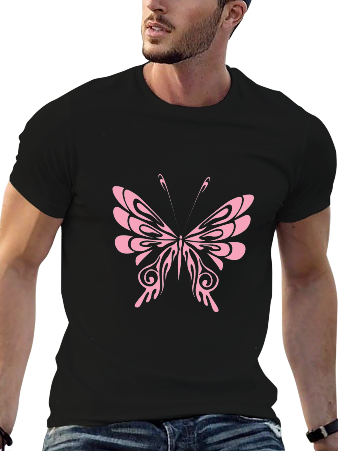 Black Butterfly Graphic Black T-Shirt view 6