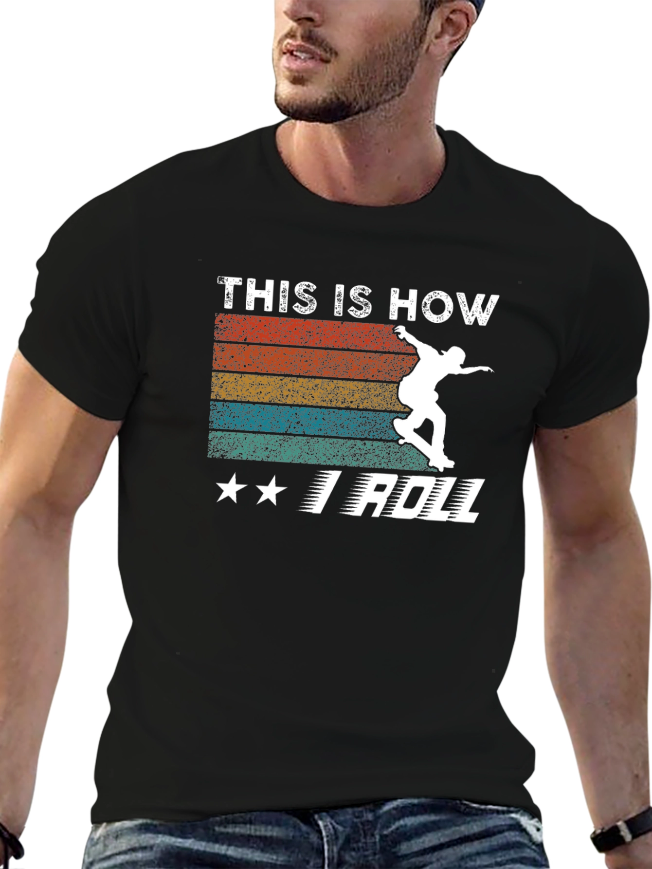 Black This Is How I Roll Skateboarder T-Shirt view 6