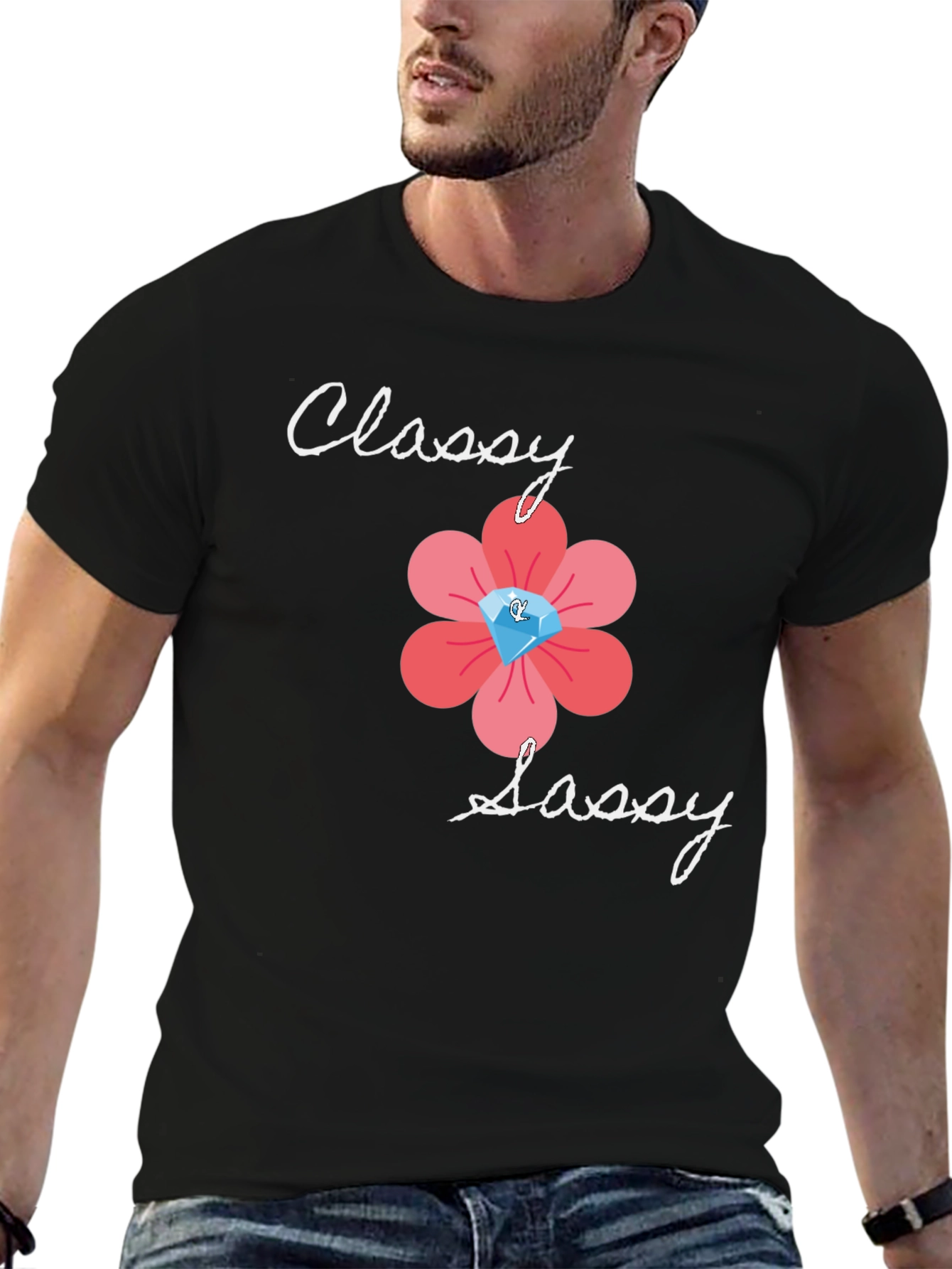 Black Classy Sassy Graphic Tee - Black Casual T-Shirt view 6