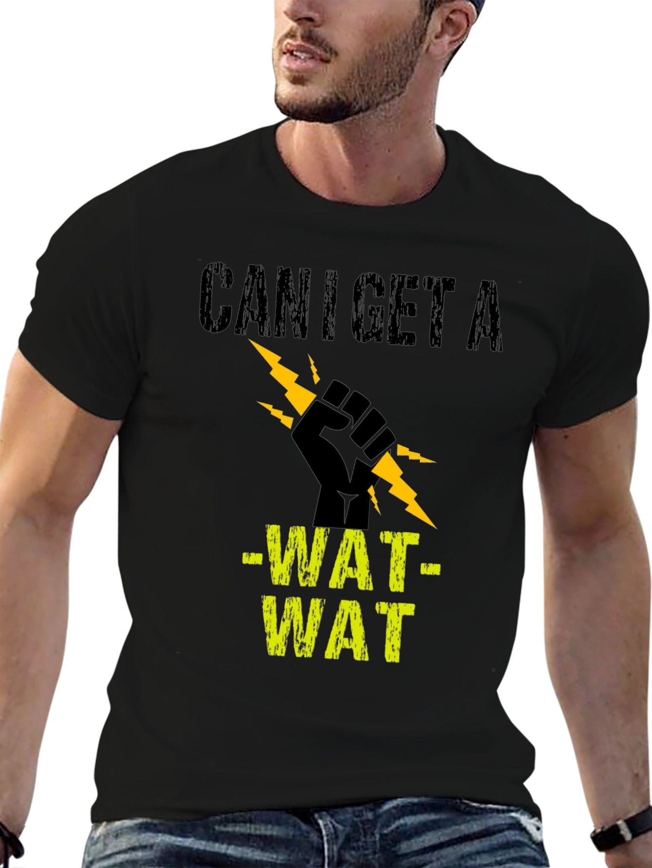 Black Can I Get A WAT WAT Black Graphic Tee view 6