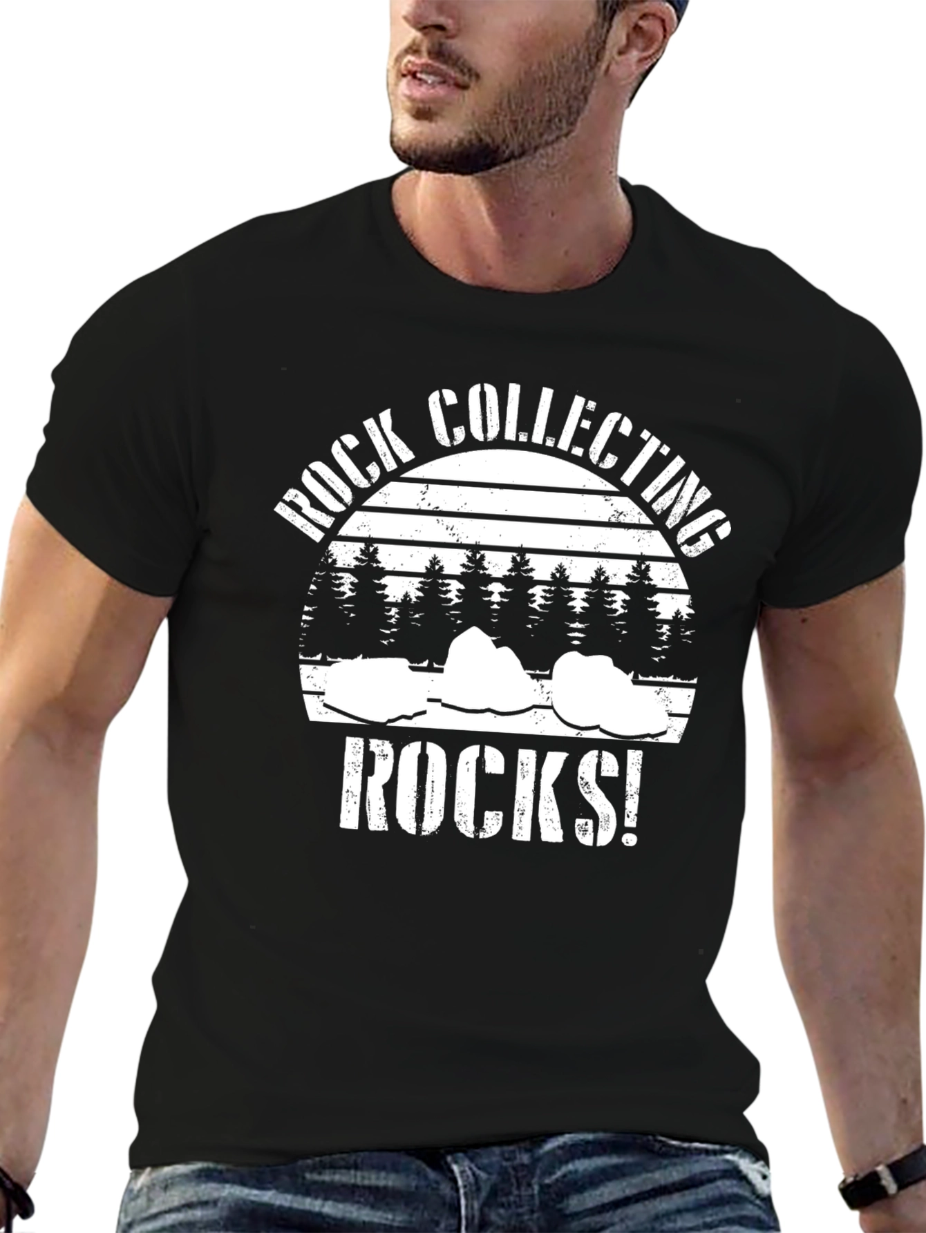 Black Rock Collecting Rocks! T-Shirt view 6