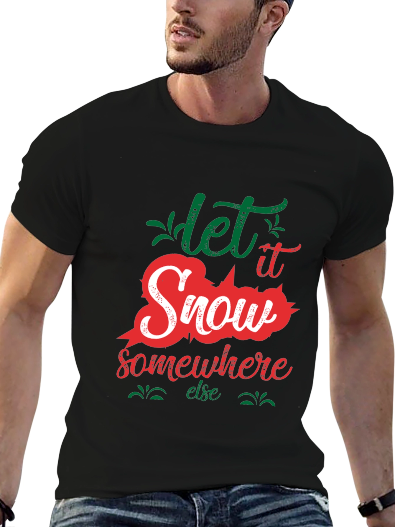 Black Let It Snow Somewhere Else Graphic Tee view 6
