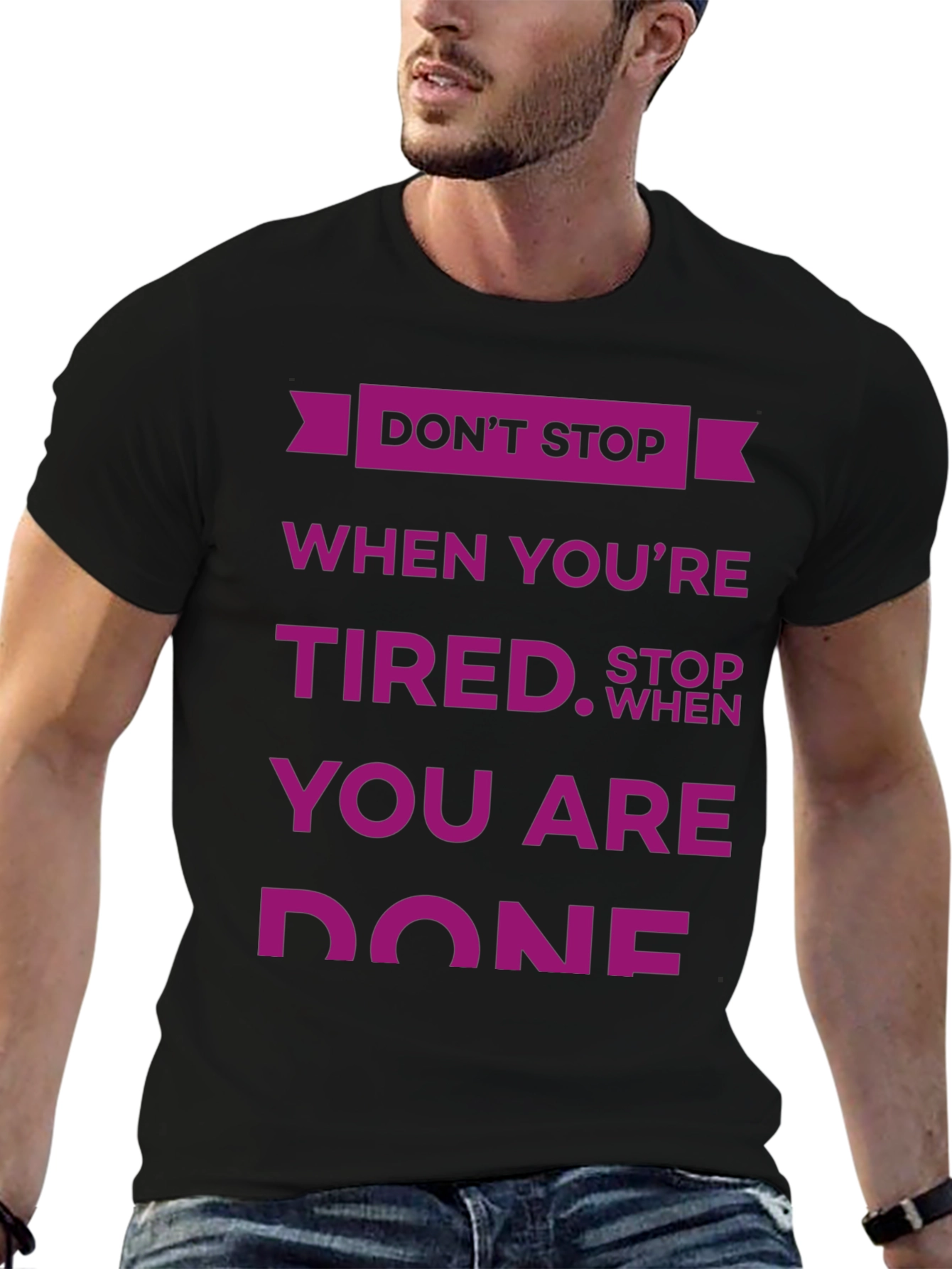 Black Don't Stop T-Shirt: Motivational Quote Design view 6