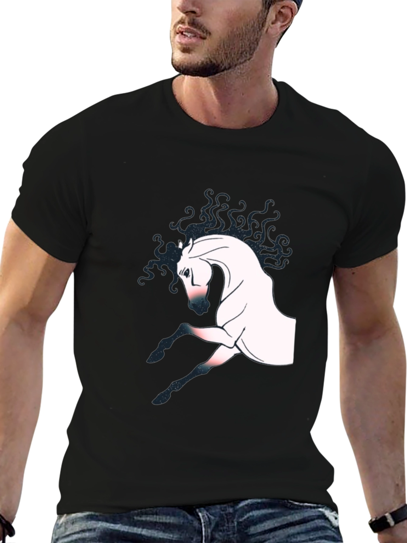 Black Black Horse Graphic Tee - Stylish Men's T-Shirt view 6