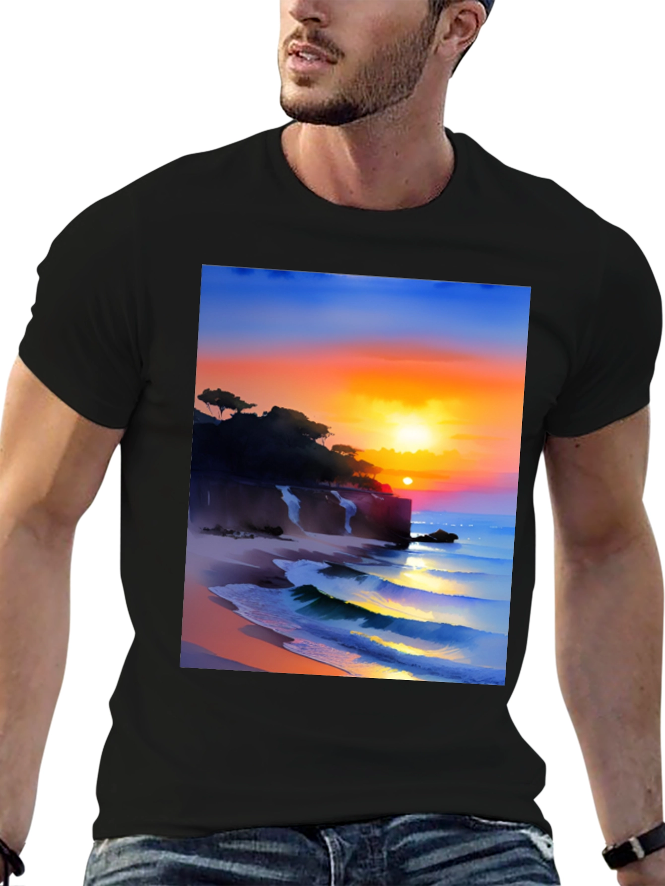 Black Sunset Beach Graphic Tee view 6