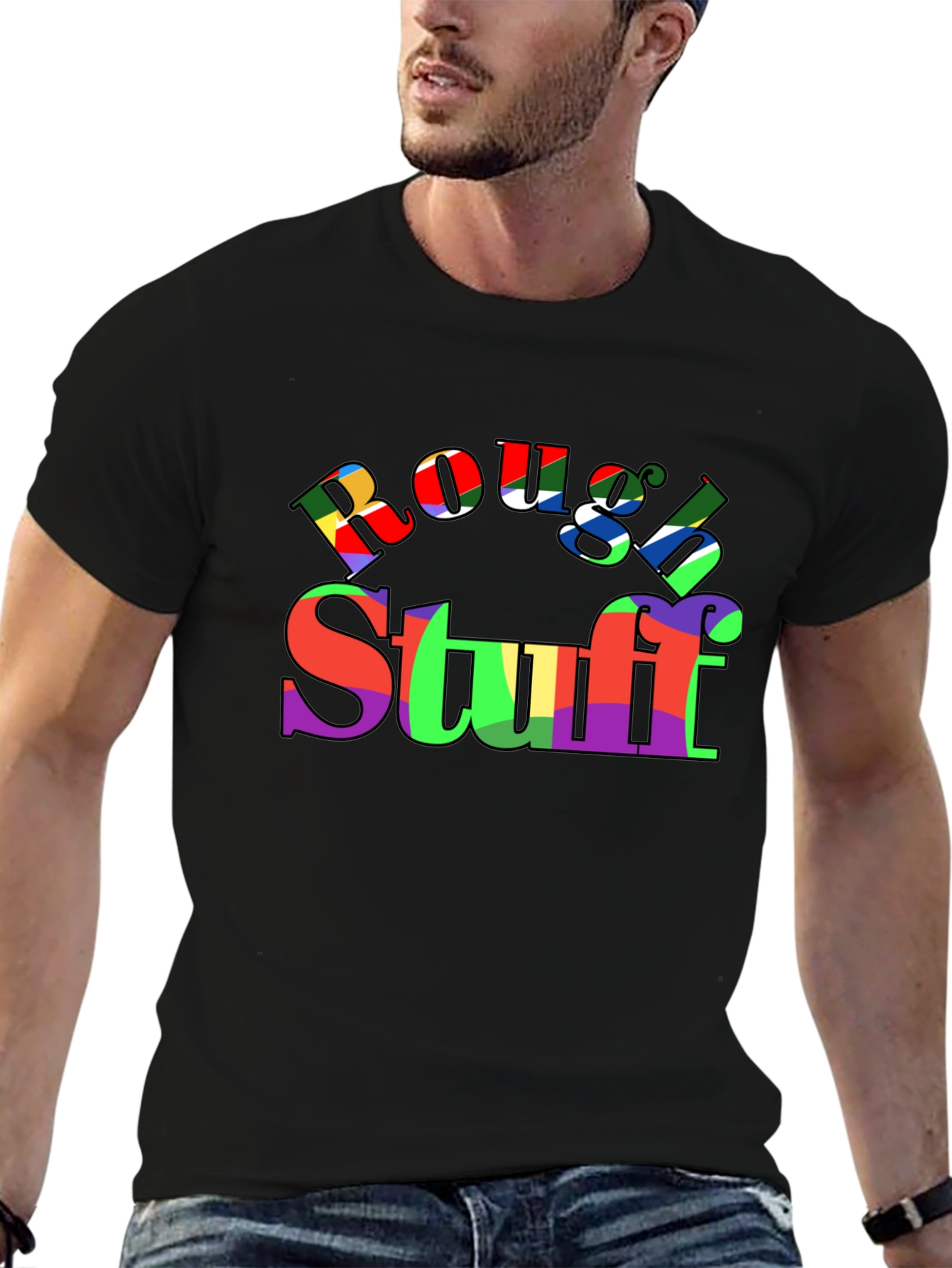 Black Rough & Stuff Colorful Graphic T-Shirt view 6