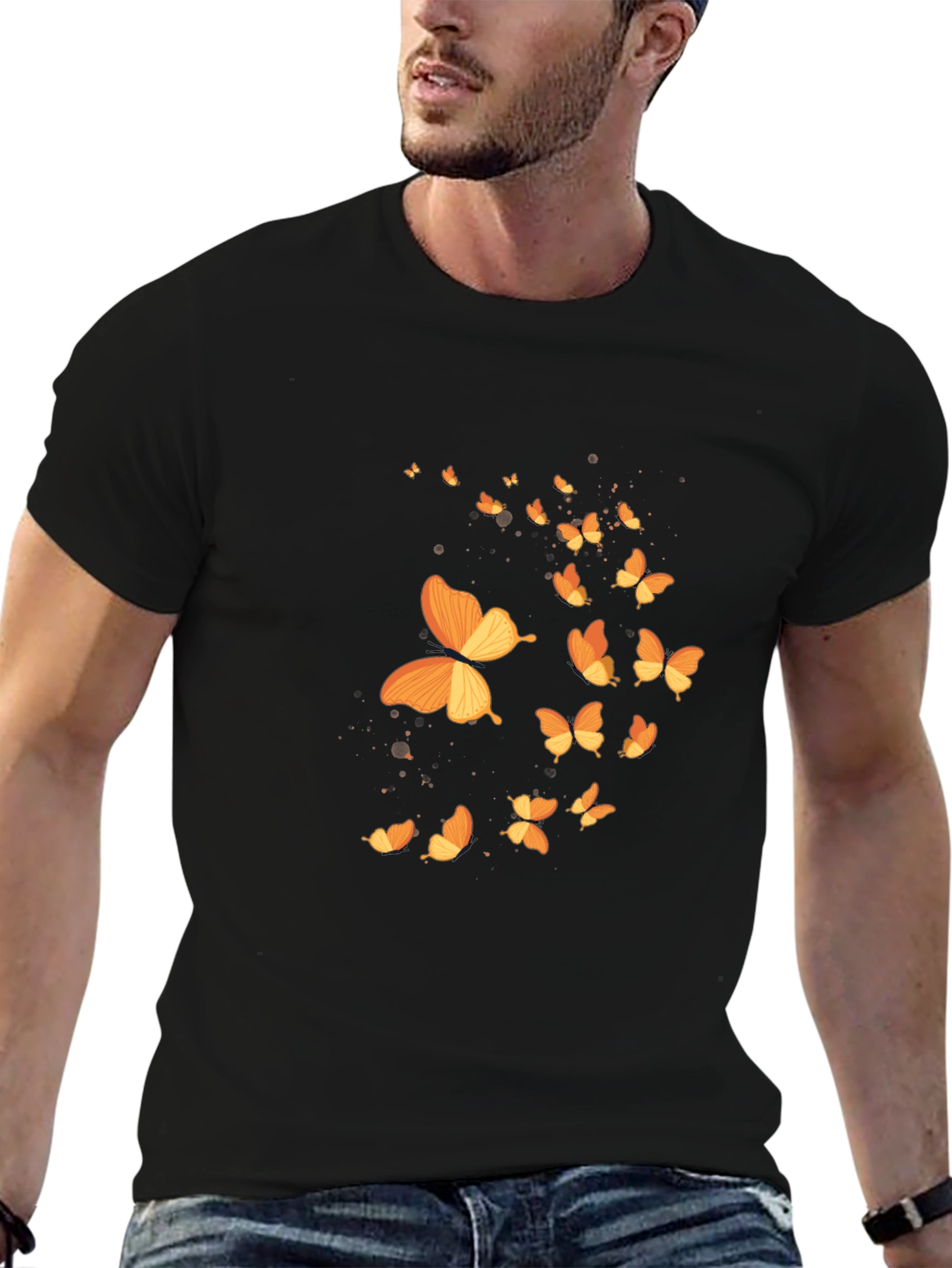 Black Butterfly Graphic Black T-Shirt view 6