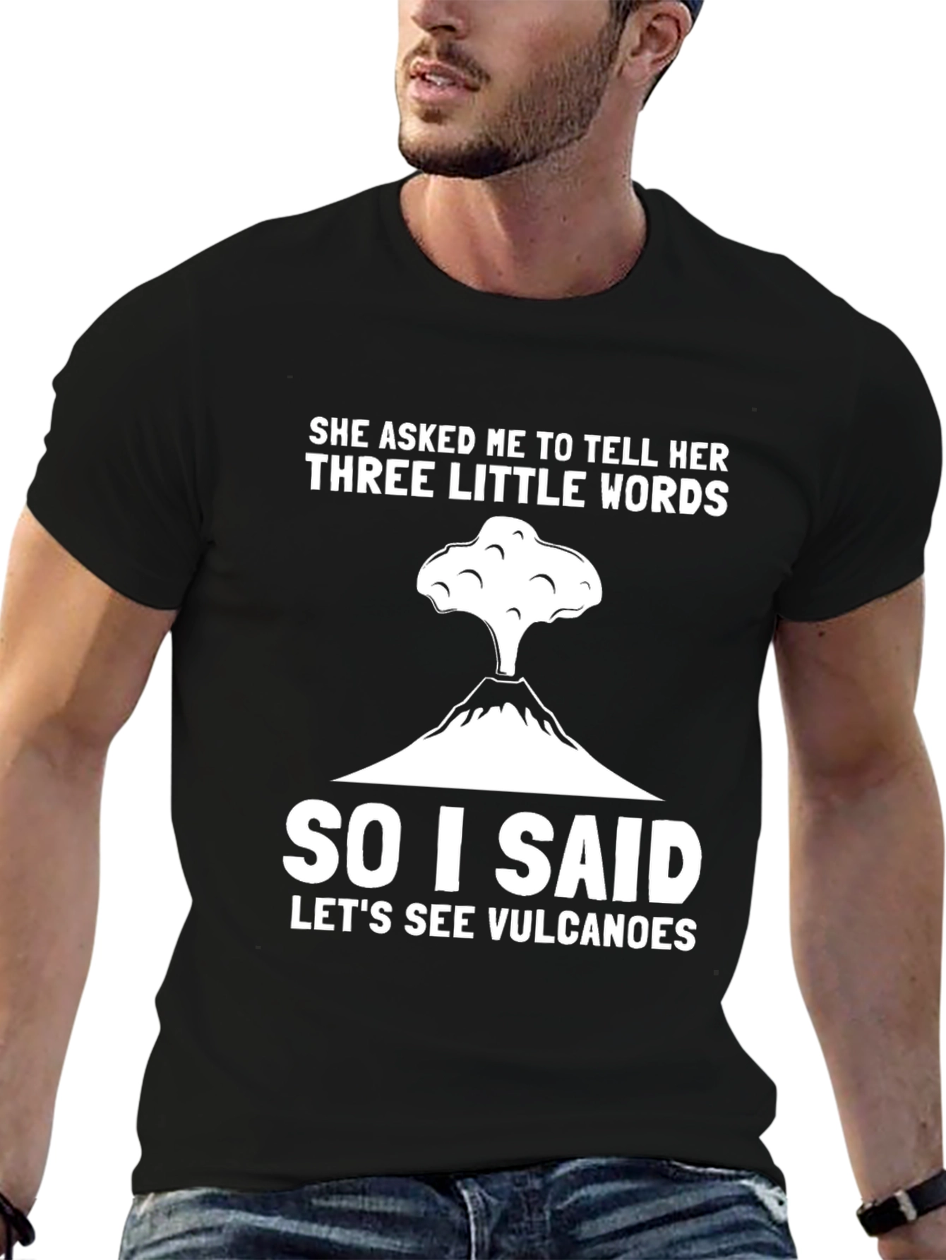 Black Volcano Humor T-Shirt - Three Little Words view 6