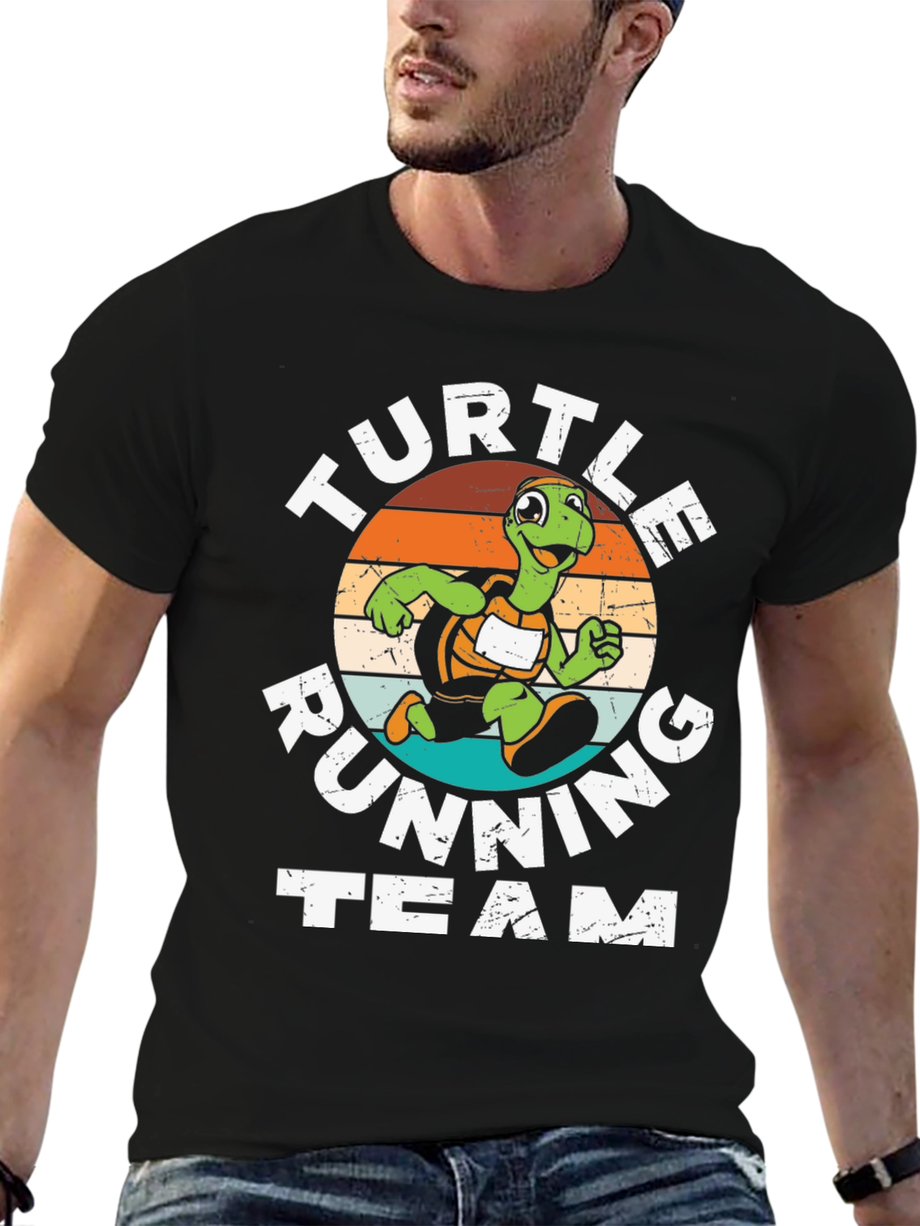 Black Turtle Running Team Graphic Tee - Black Cotton Blend view 6