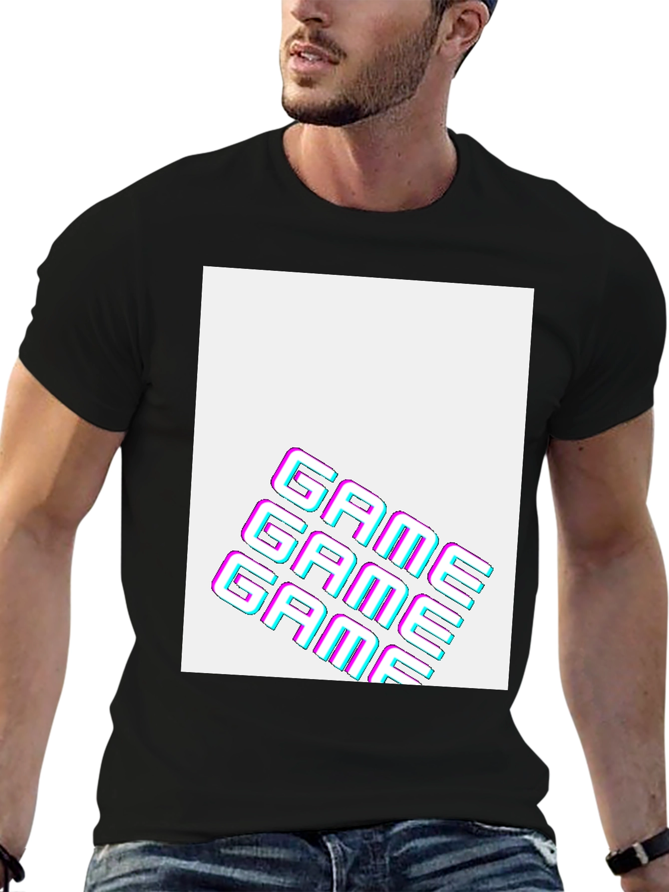 Black Retro Game Graphic T-Shirt - Black view 6