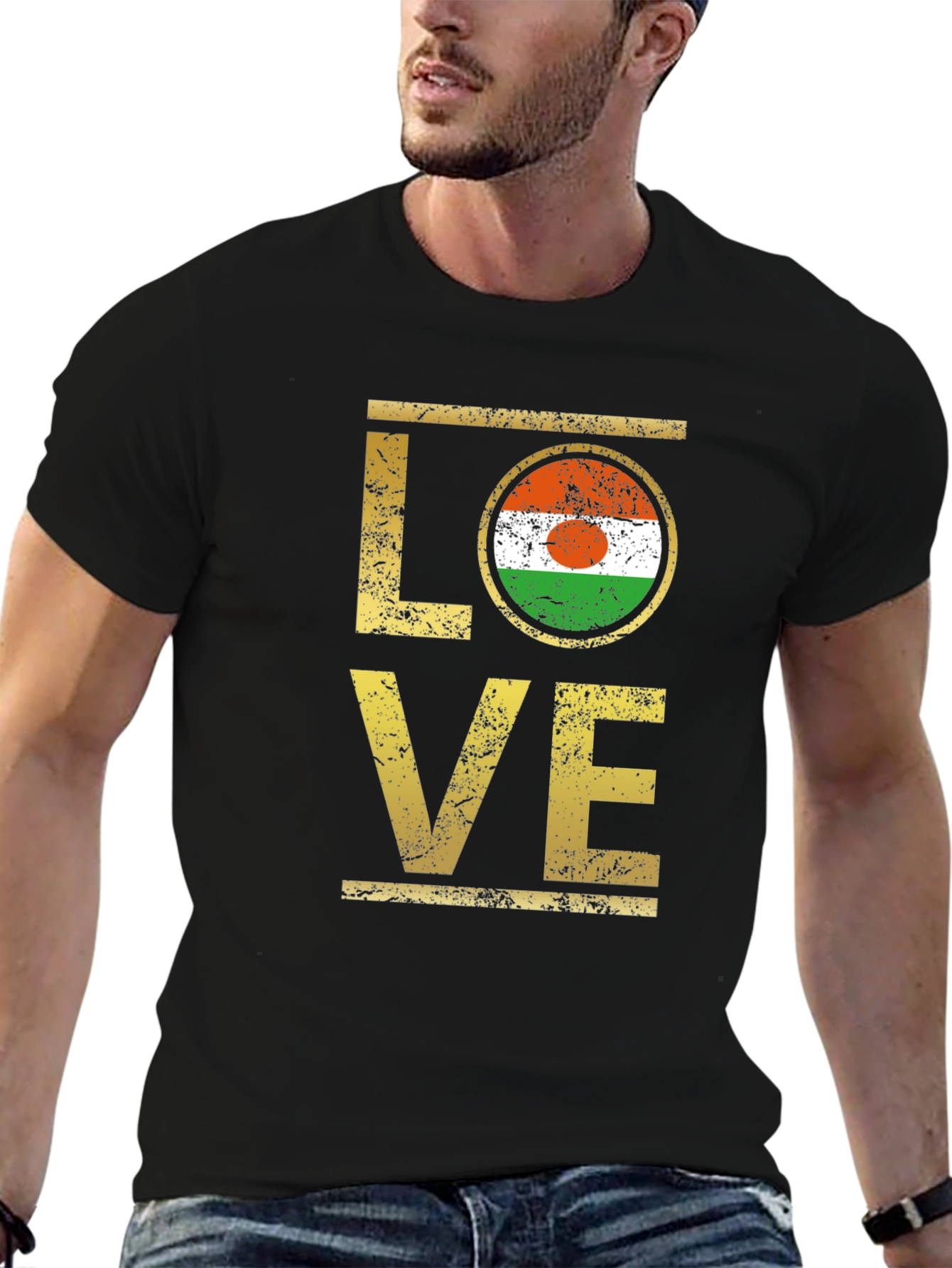 Black Niger Flag LOVE Graphic Tee view 6