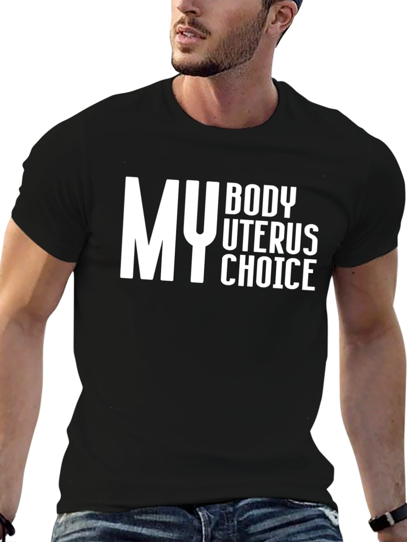 Black My Body Uterus Choice T-Shirt - Pro Choice Tee view 6