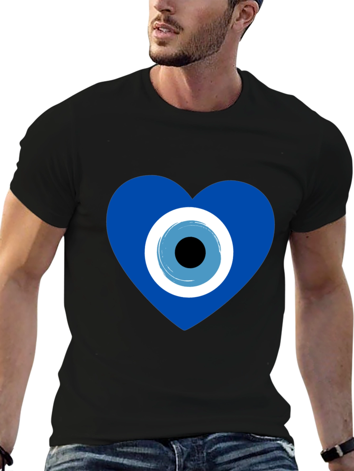 Black Evil Eye Heart Graphic T-Shirt - Stylish Protection view 6