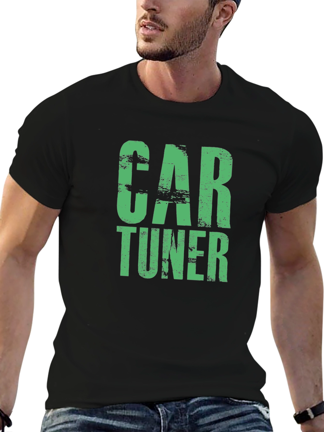 Black Car Tuner Distressed Graphic Tee - Black Cotton Blend view 6