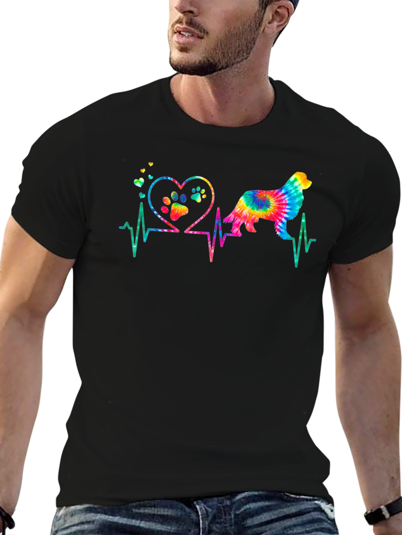 Black Dog Lover Heartbeat T-Shirt view 6