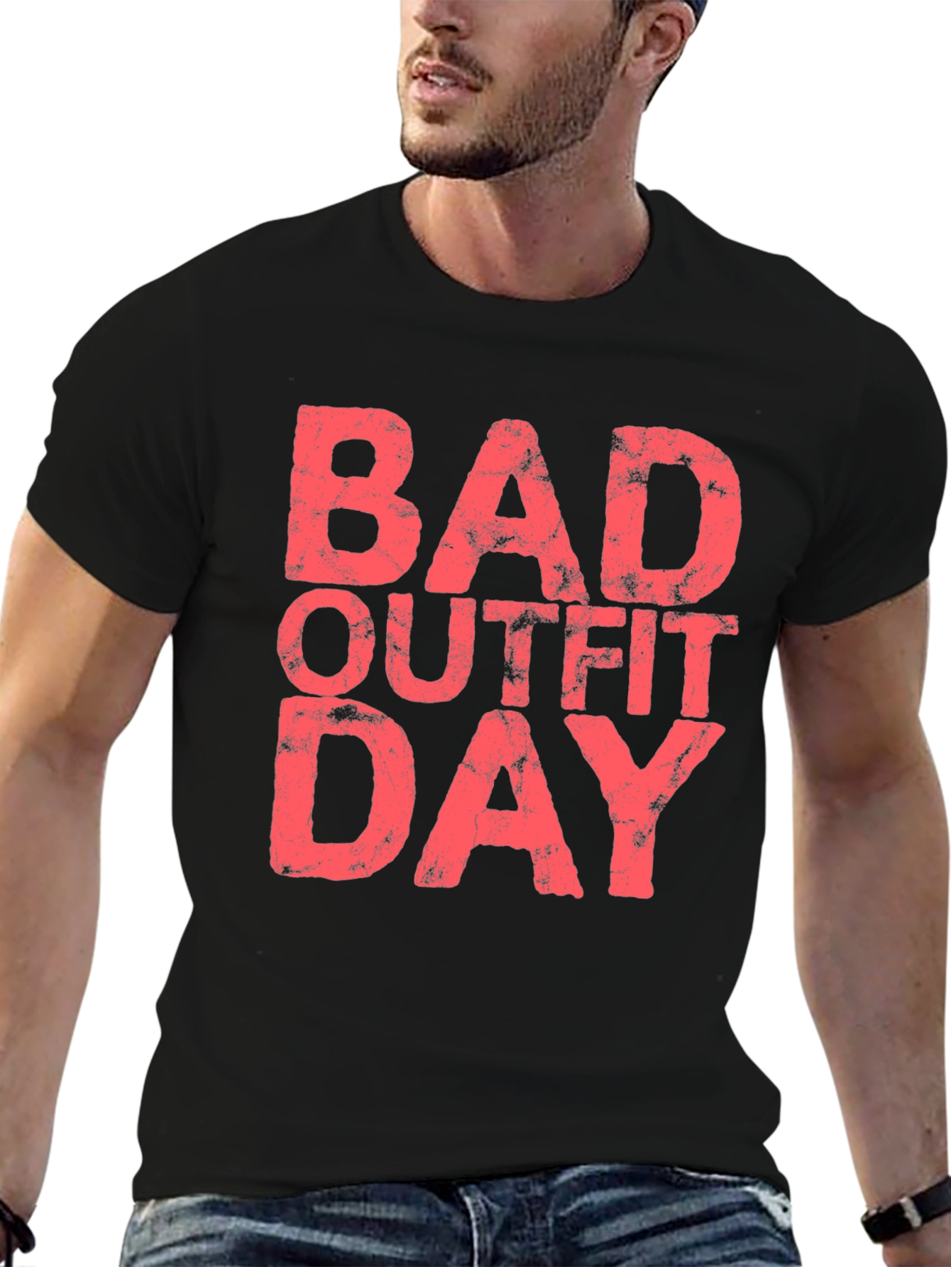 Black Bad Outfit Day T-Shirt - Men's Black Tee view 6
