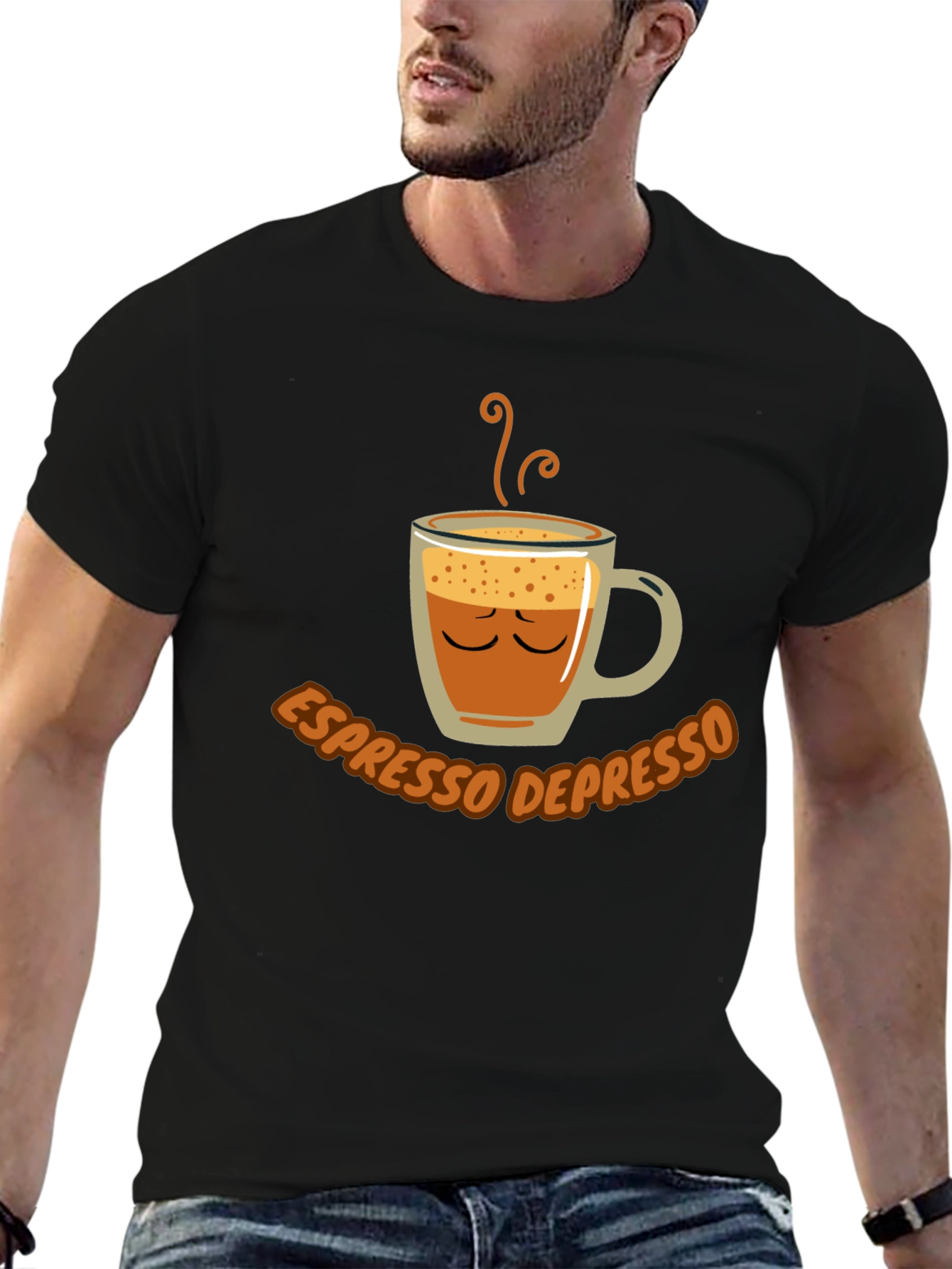 Black Espresso Depresso Funny Coffee T-Shirt view 6