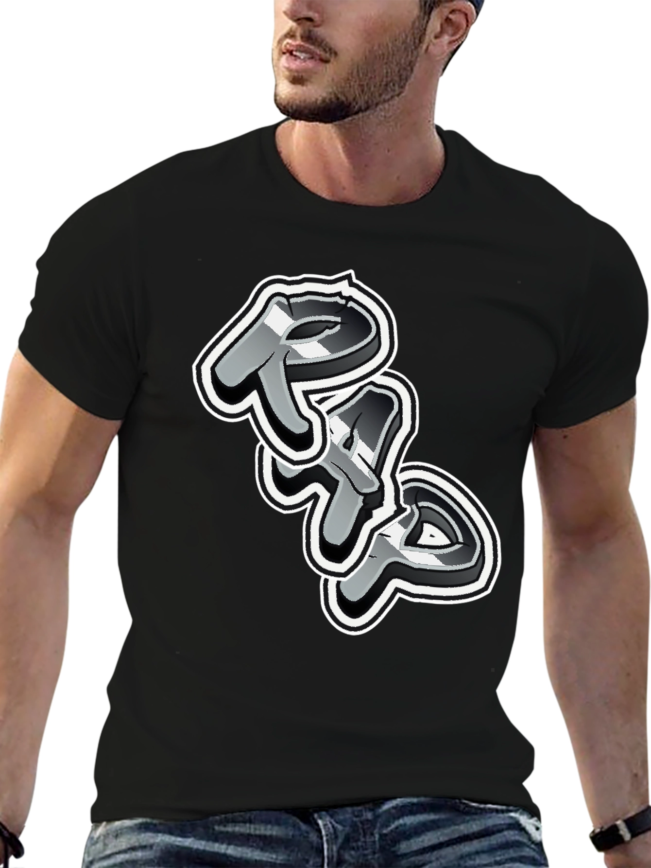 Black Cool Graphic Print Black T-Shirt view 6