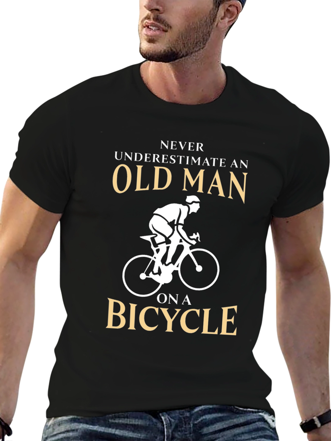 Black Never Underestimate Old Man on a Bicycle T-Shirt view 6
