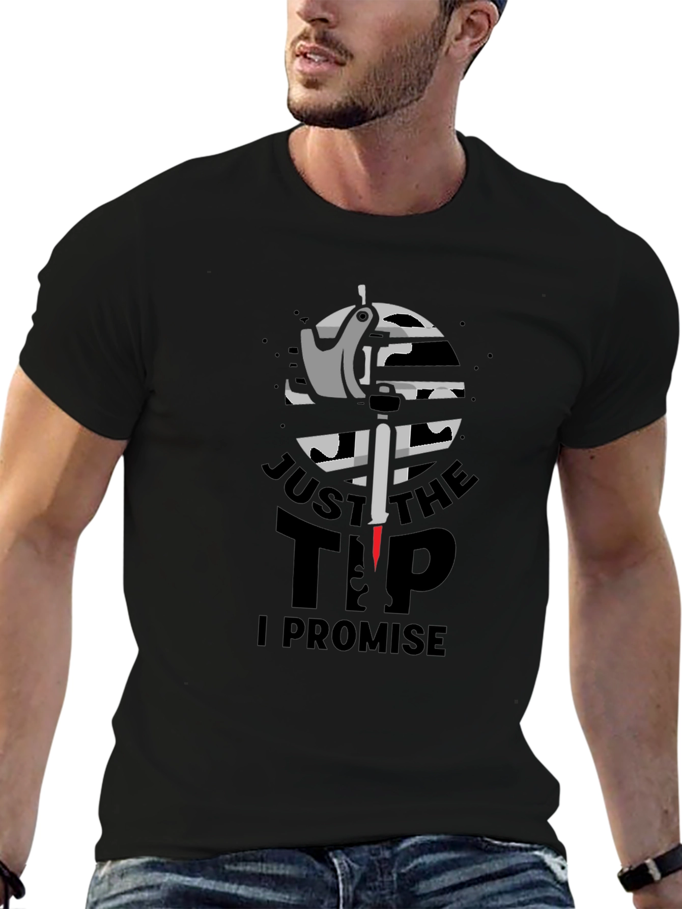 Black Just the Tip T-Shirt - Tattoo Lover Humor view 6