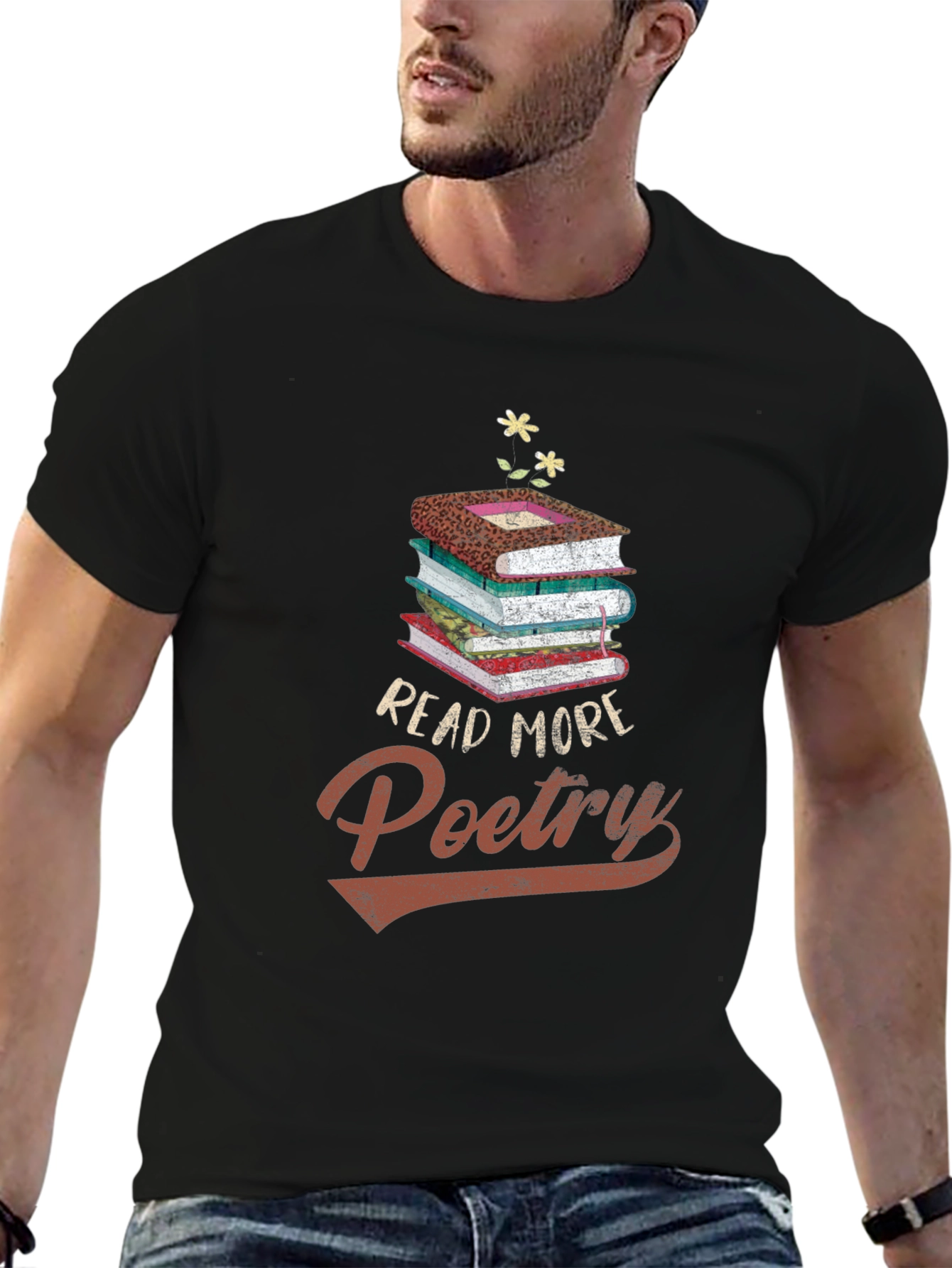 Black Read More Poetry T-Shirt - Literary Apparel view 6