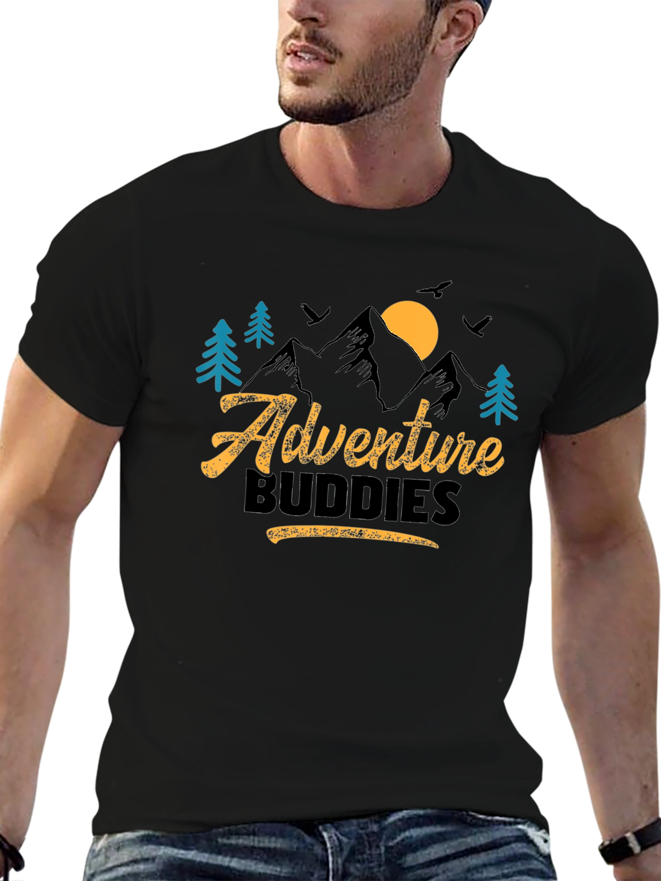 Black Adventure Buddies Graphic T-Shirt view 6
