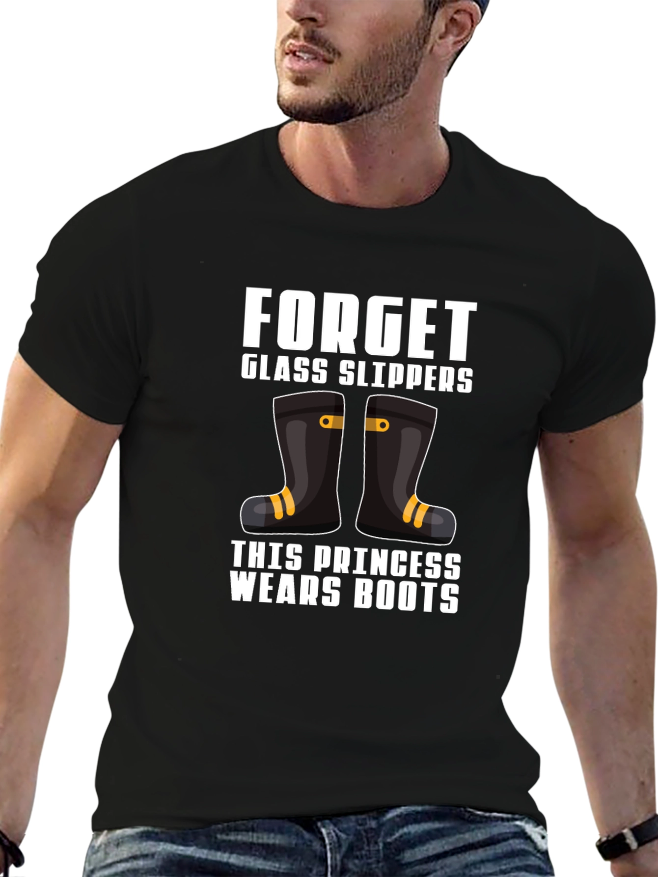 Black Forget Glass Slippers Princess Wears Boots T-Shirt view 6