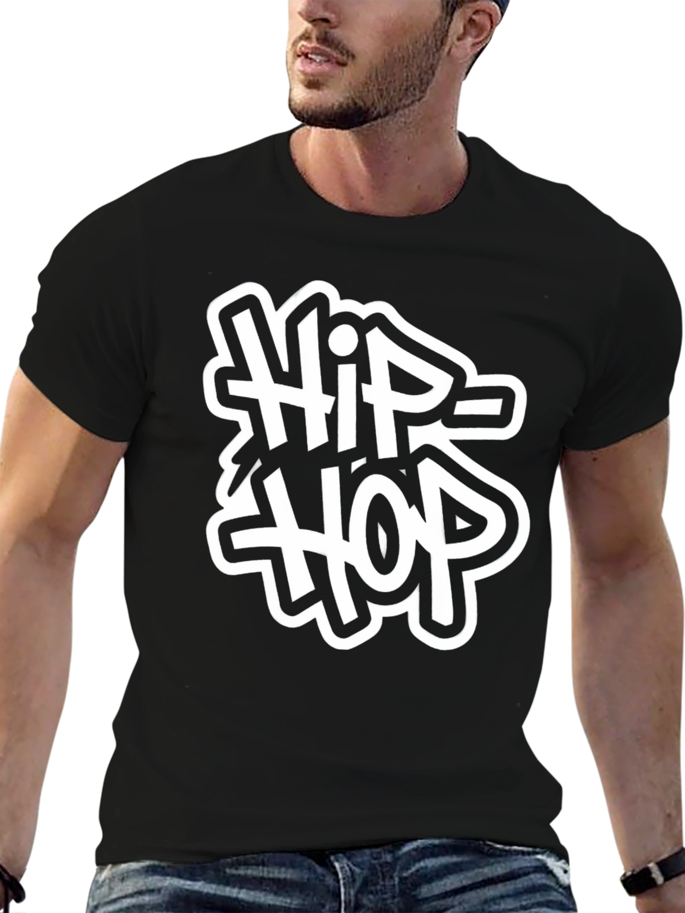 Black Hip Hop Graphic Tee - Black view 6