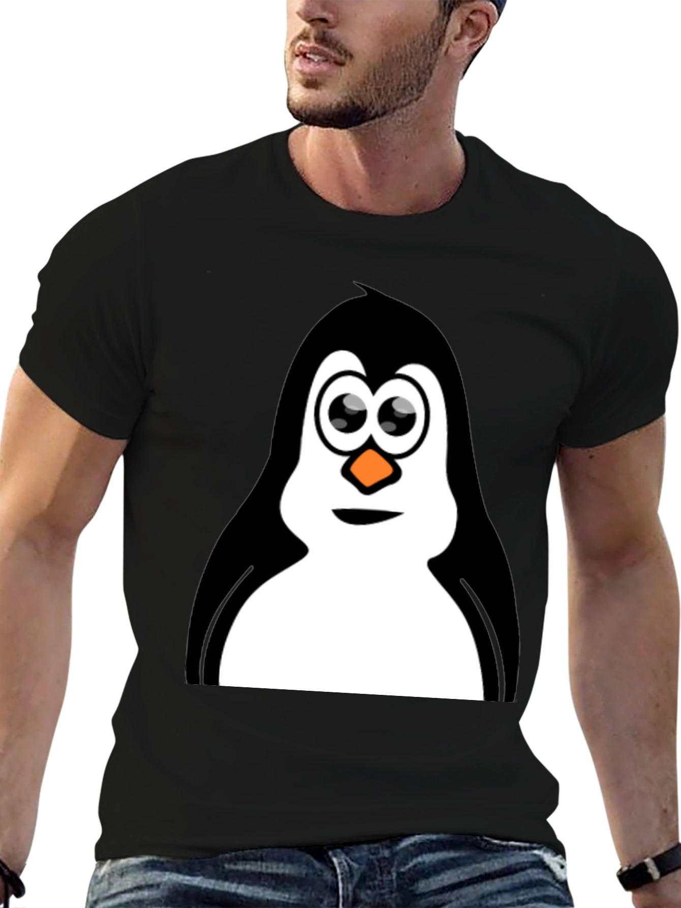 Black Penguin Graphic Tee - Black Cotton T-Shirt view 6