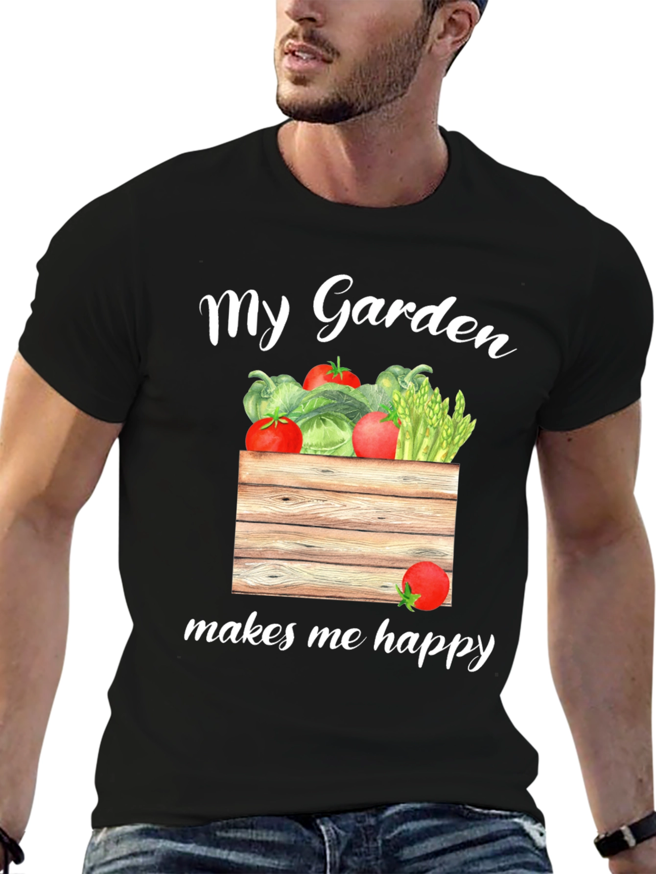 Black My Garden Makes Me Happy T-Shirt view 6