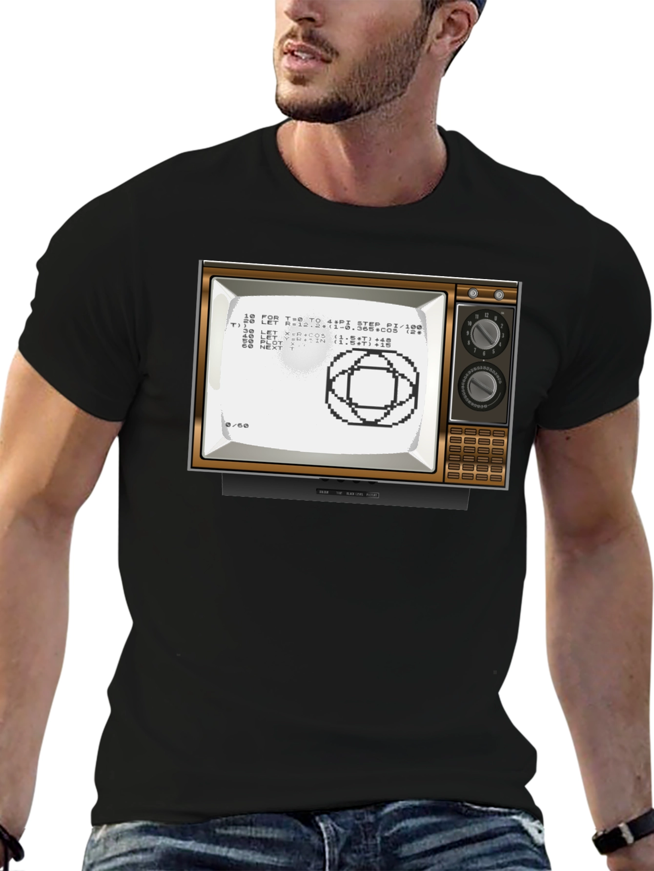 Black Retro Computer TV Graphic Tee - Programmer Shirt view 6