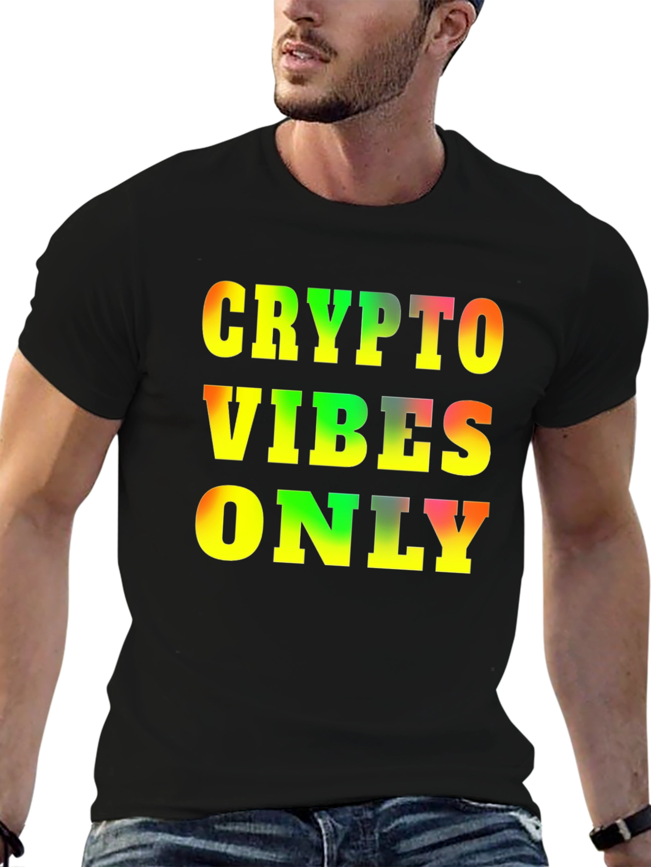 Black Crypto Vibes Only T-Shirt - Bold Graphic Tee view 6