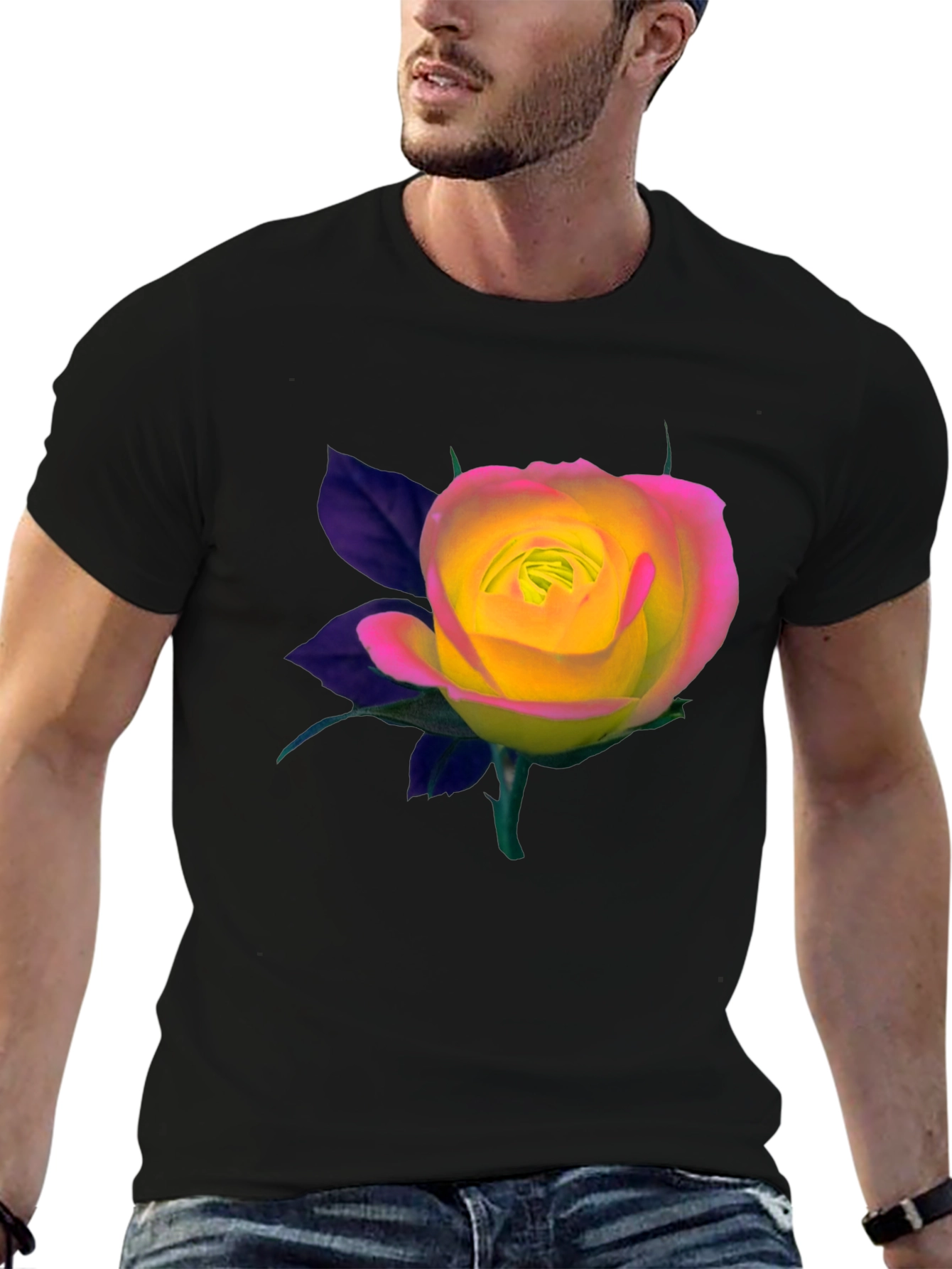 Black Rose Graphic Black T-Shirt view 6