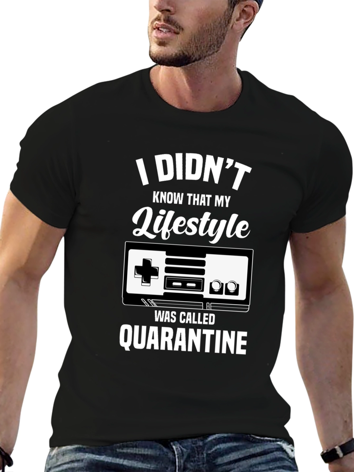Black I Didn't Know Quarantine Lifestyle T-Shirt view 6