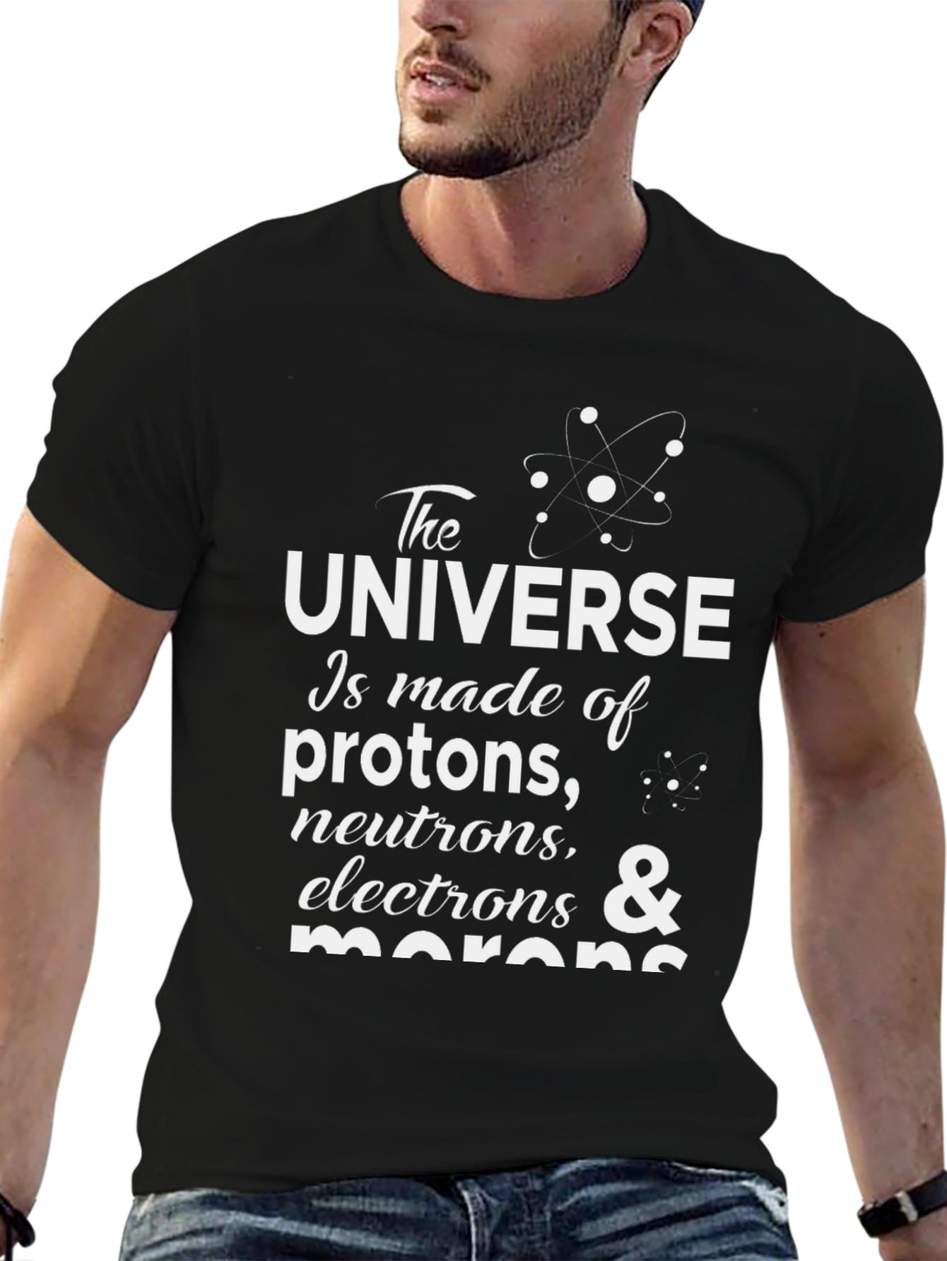 Black The Universe Funny Science T-Shirt view 6