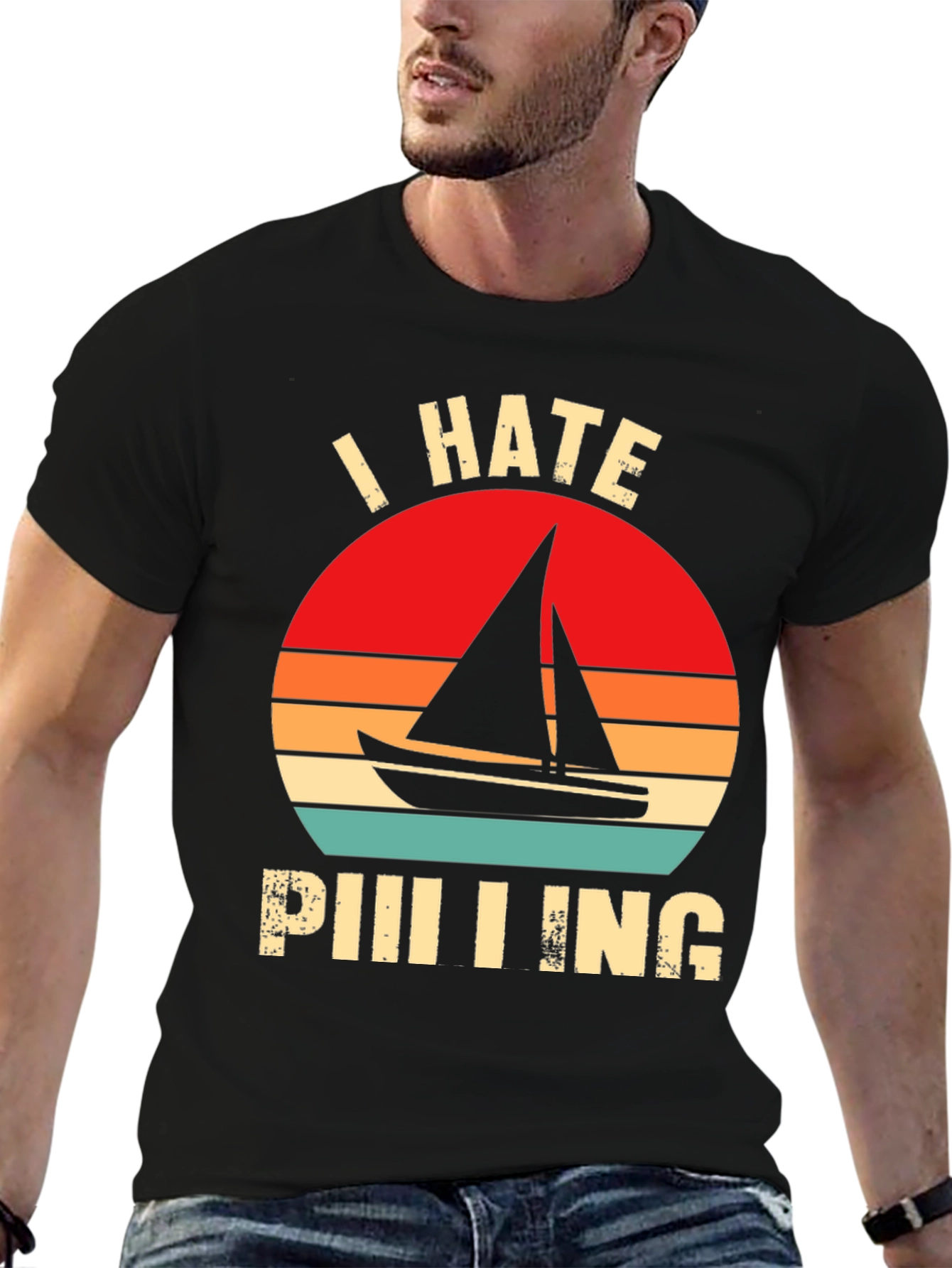 Black I Hate Sailing T-Shirt - Funny Nautical Tee view 6