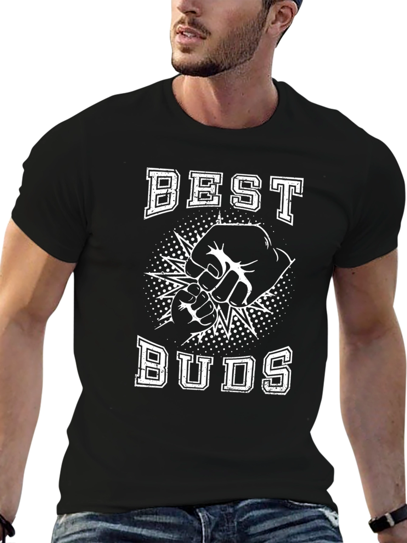 Black Best Buds Graphic Tee - Friendship T-Shirt view 6