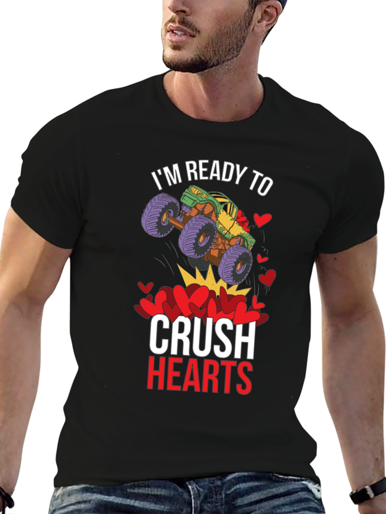 Black Ready to Crush Hearts Monster Truck T-Shirt view 6